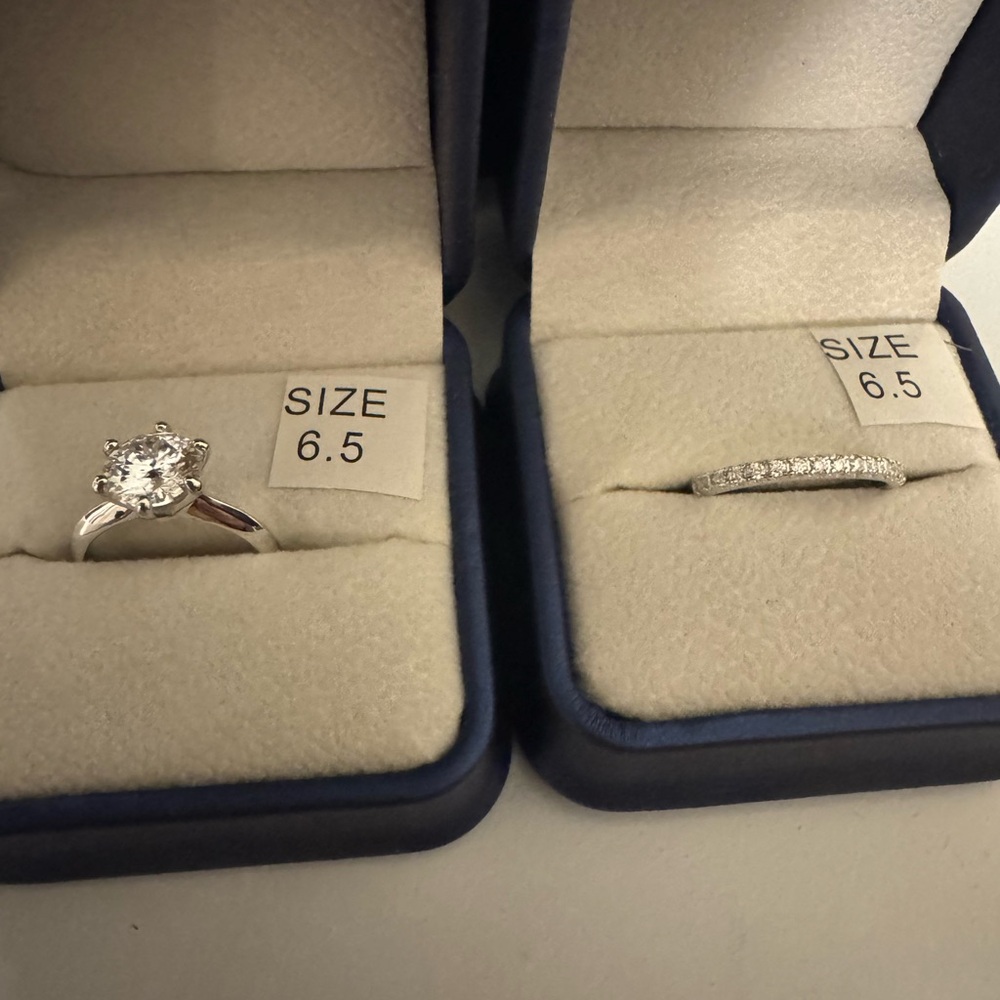2 carat Mariqe Moissanite ring with band.